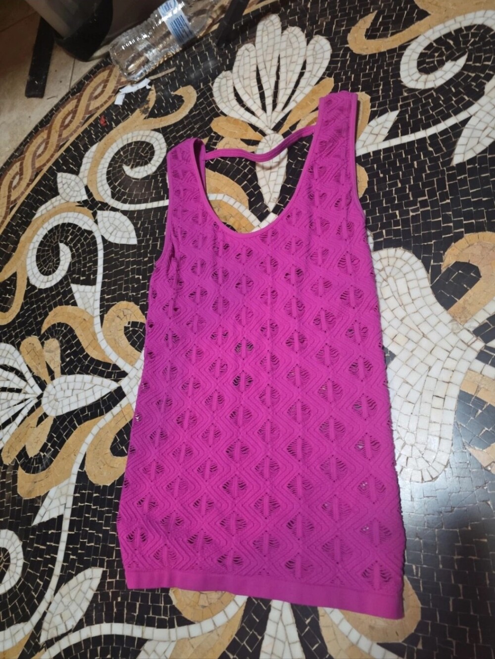 bebe Bright Fuchsia Crochet Tank Top